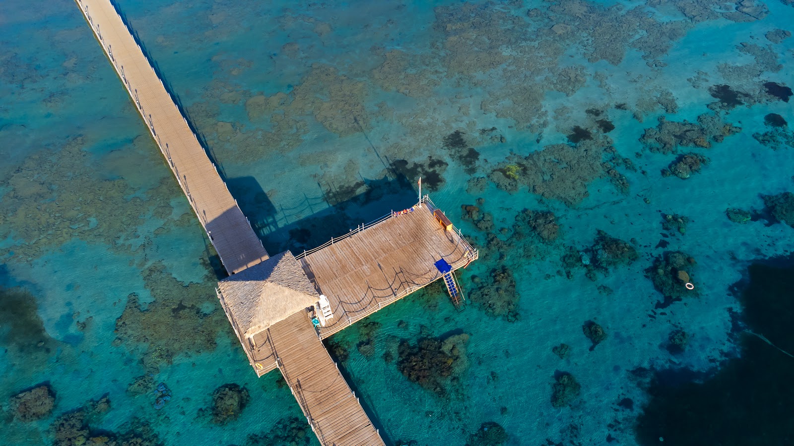 Aerial view of Amwaj Beach Club pier